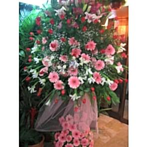 Pembe Gerbera ve Güllerden Hazırlanmış Düğün Nişan Çiçekleri 