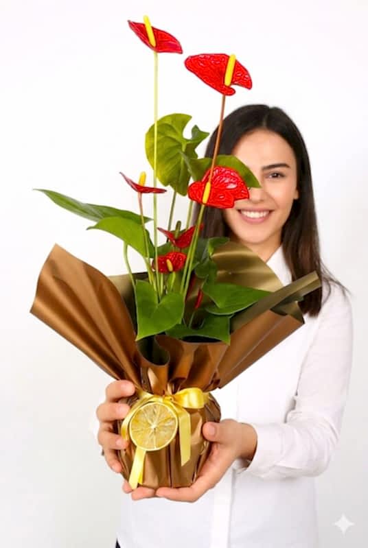 Saksıda Antorium Çiçeği