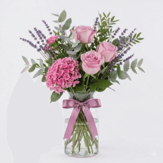 Elegant Arrangement of 3 Lilac Roses in a Vase