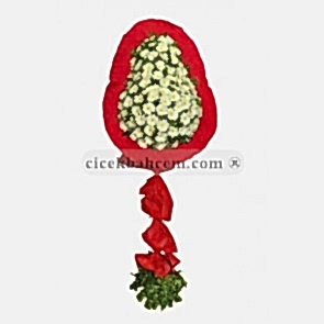 Kırmızı Çerçeveli Beyaz Gerbera Çiçekleri Nikah, Düğün, Açılış Sepeti 