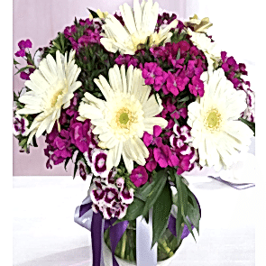 Tatlı Süpriz, Vazoda Gerbera ve Kır Çiçekleri