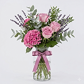 Elegant Arrangement of 3 Lilac Roses in a Vase