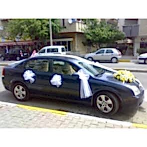 Gelin Arabası Süsleme Beyaz Tüller & Çiçekler 