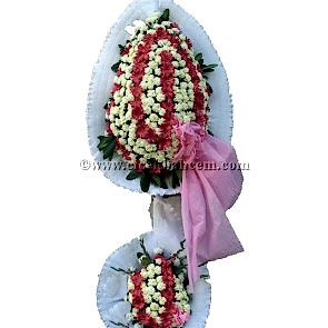 Ayaklı Sepet :Beyaz Karanfil ve Pembe Gerbera İle Tasarlanmış Düğün, Nikah ve Açılış Sepeti