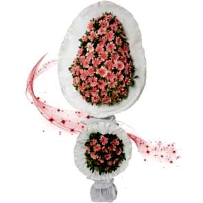 Pembe Gerbera Çiçekleri Ayaklı Sepet, Açılış Düğün Çiçekleri