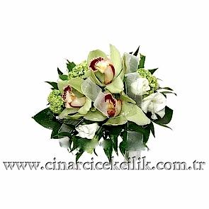 Yesil Orkide İle Hazırlanmış Orkide Gelin Buketi