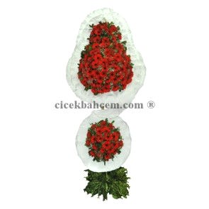 Kırmızı Gerbera ve Beyaz Çerçeveli 2 Katlı Sepet Düğün,Nişan Açılış